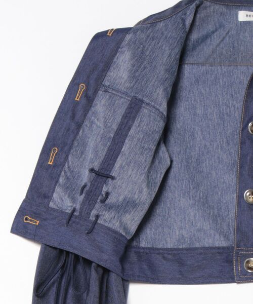 REDYAZEL(レディアゼル)の「【セットアップ可能】デニムライクレースアップショートジャケット(デニムジャケット・レディース・ネイビー/ブラック・FREE)」の15枚目の写真