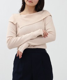 アシメオフショルラメニット