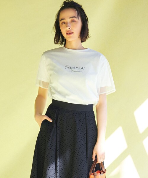 組曲（クミキョク）の「チュールロゴ Ｔシャツ（Tシャツ/カットソー・レディース・アイボリー系/ブラック系・3/2）」の16枚目の写真