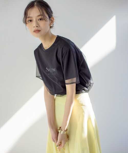 組曲（クミキョク）の「チュールロゴ Ｔシャツ（Tシャツ/カットソー・レディース・アイボリー系/ブラック系・3/2）」の4枚目の写真