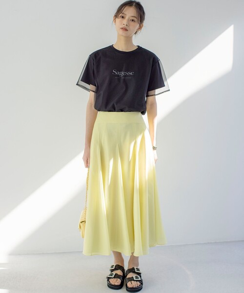 組曲（クミキョク）の「チュールロゴ Ｔシャツ（Tシャツ/カットソー・レディース・アイボリー系/ブラック系・3/2）」の5枚目の写真