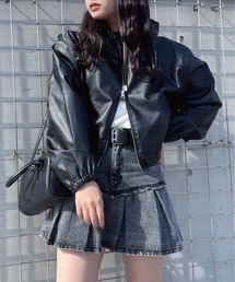AS KNOW AS plus | ●アソートデザイン フード付きカジュアルブルゾン（デニム・フェイクレザー）(ブルゾン)