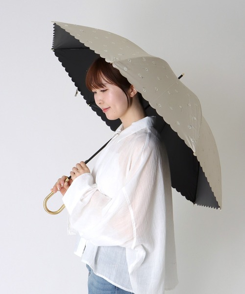 Three Four Time(スリーフォータイム)の「【Wpc.】遮光ゴールドラインマーガレット晴雨兼用長傘 @(長傘・レディース・ブラック/ベージュ/パープル・FREE)」の3枚目の写真
