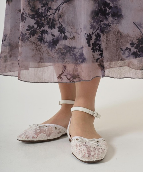 TINA：JOJUN（ティーナジョジュン）の「リボン付き レースバレエシューズ TINA：JOJUN（バレエシューズ・レディース・アイボリー/ピンク・S/M/L）」の3枚目の写真