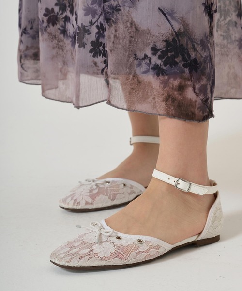 TINA：JOJUN（ティーナジョジュン）の「リボン付き レースバレエシューズ TINA：JOJUN（バレエシューズ・レディース・アイボリー/ピンク・S/M/L）」の5枚目の写真