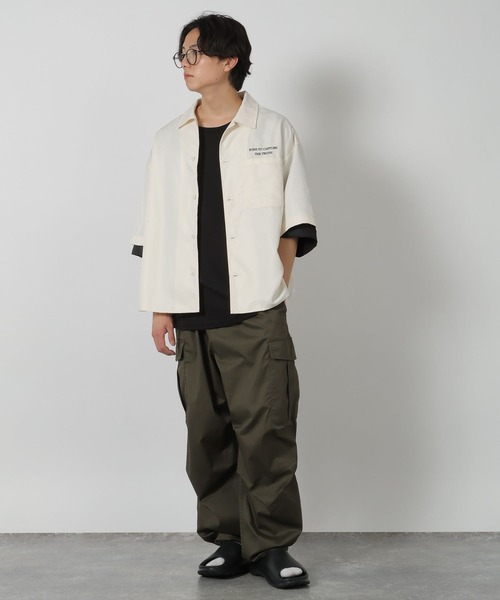 LAKOLE(ラコレ)の「レイヤード刺繍半袖シャツ / 326955(シャツ/ブラウス・メンズ・ホワイト/グリーン/ブラック・MEDIUM/LARGE)」の4枚目の写真
