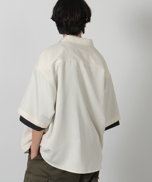 LAKOLE(ラコレ)の「レイヤード刺繍半袖シャツ / 326955(シャツ/ブラウス・メンズ・ホワイト/グリーン/ブラック・MEDIUM/LARGE)」の5枚目の写真