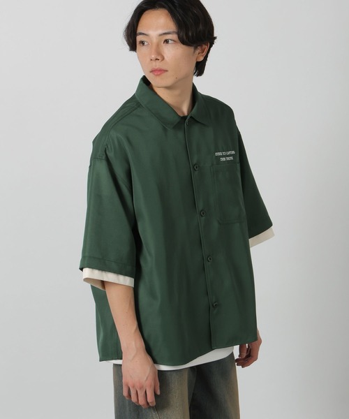LAKOLE(ラコレ)の「レイヤード刺繍半袖シャツ / 326955(シャツ/ブラウス・メンズ・ホワイト/グリーン/ブラック・MEDIUM/LARGE)」の13枚目の写真