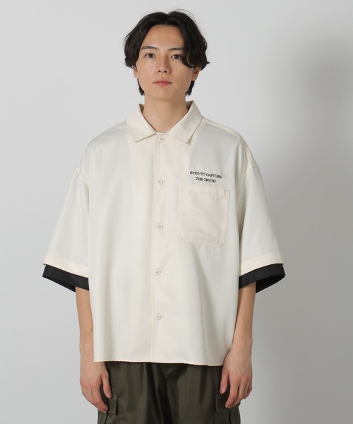 LAKOLE(ラコレ)の「レイヤード刺繍半袖シャツ / 326955(シャツ/ブラウス・メンズ・ホワイト/グリーン/ブラック・MEDIUM/LARGE)」の14枚目の写真