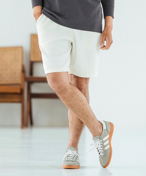 Magine(マージン)の「mp13472-Textured Jacquard Fabric Short Pants ショートパンツ(その他パンツ・メンズ・ブラック/ホワイト/チャコール・44/46/48)」の2枚目の写真