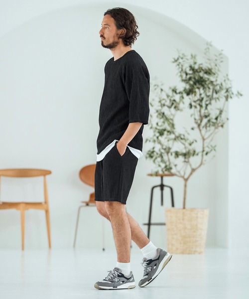 Magine(マージン)の「mp13472-Textured Jacquard Fabric Short Pants ショートパンツ(その他パンツ・メンズ・ブラック/ホワイト/チャコール・44/46/48)」の22枚目の写真