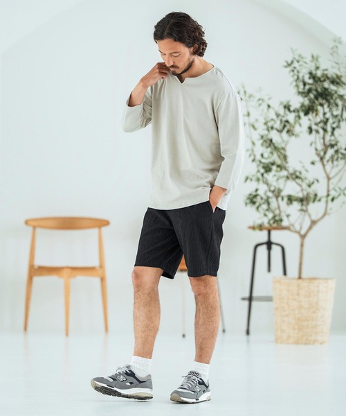 Magine(マージン)の「mp13472-Textured Jacquard Fabric Short Pants ショートパンツ(その他パンツ・メンズ・ブラック/ホワイト/チャコール・44/46/48)」の21枚目の写真