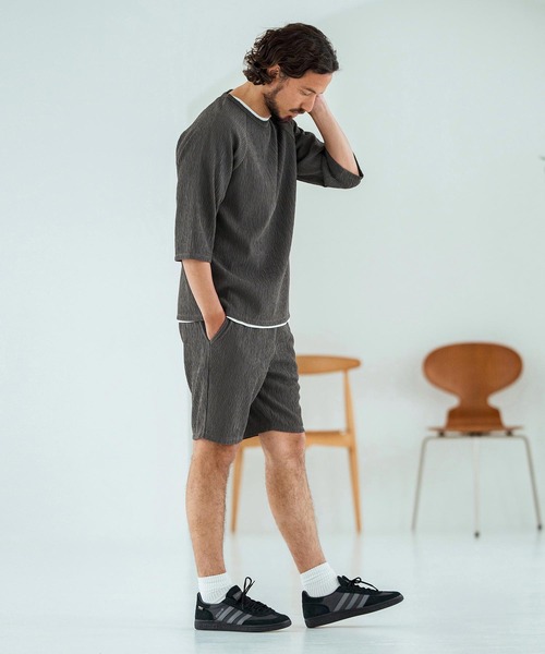 Magine(マージン)の「mp13472-Textured Jacquard Fabric Short Pants ショートパンツ(その他パンツ・メンズ・ブラック/ホワイト/チャコール・44/46/48)」の16枚目の写真