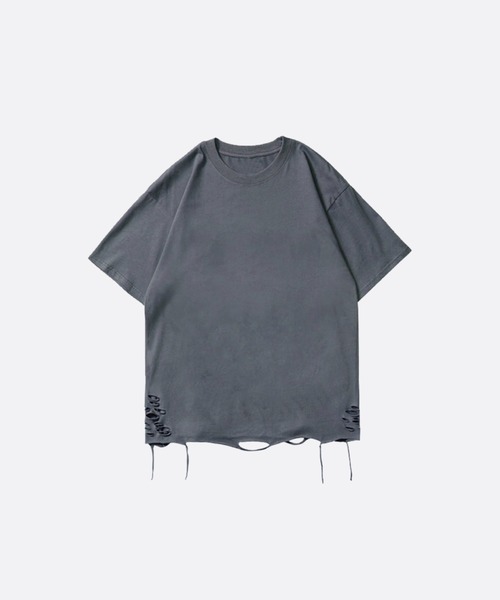 U:UME(ユーム)の「Stylish Damaged T-shirt(Tシャツ/カットソー・メンズ・ブラック/ホワイト/グレー・LARGE/MEDIUM/X-LARGE)」の3枚目の写真
