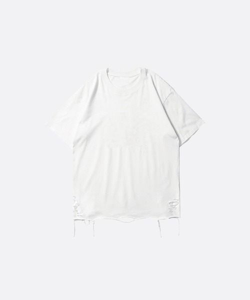 U:UME(ユーム)の「Stylish Damaged T-shirt(Tシャツ/カットソー・メンズ・ブラック/ホワイト/グレー・LARGE/MEDIUM/X-LARGE)」の1枚目の写真