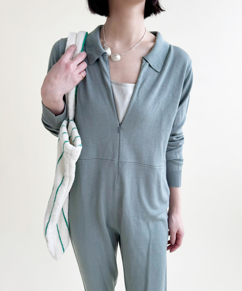 EDIT. FOR LULU（エディットフォールル）の「ジップ ニットオールインワン（つなぎ/オールインワン・レディース・グレー/ネイビー・36/34）」の5枚目の写真