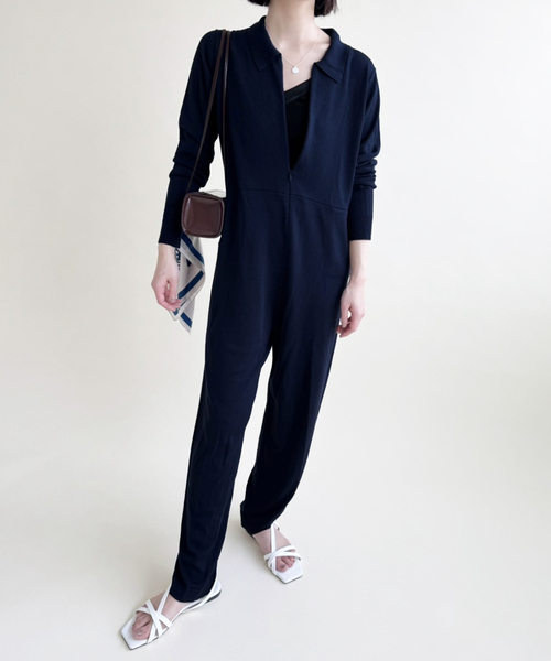 EDIT. FOR LULU（エディットフォールル）の「ジップ ニットオールインワン（つなぎ/オールインワン・レディース・グレー/ネイビー・36/34）」の9枚目の写真