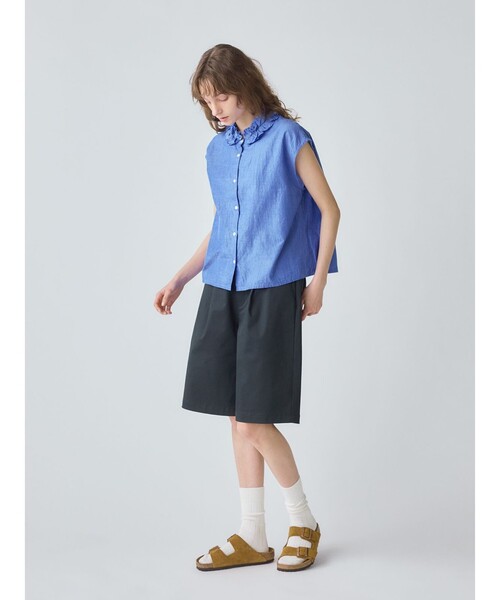 MidiUmi（ミディウミ）の「MidiUmi タックショートパンツ（その他パンツ・レディース・アイボリー/ベージュ/ネイビー・FREE）」の8枚目の写真