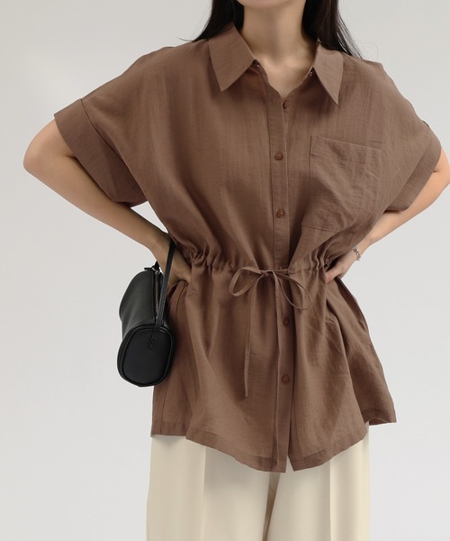 新色追加】リネンブレンド2wayシアーシャツブラウス（シャツ/ブラウス