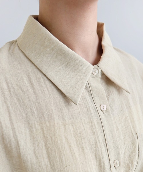 新色追加】リネンブレンド2wayシアーシャツブラウス（シャツ/ブラウス