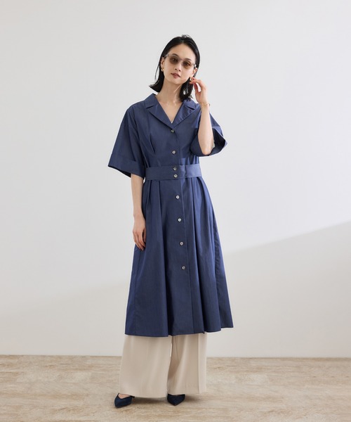 ROPE'（ロペ）の「【洗える】シャツワンピース（無地・ストライプ）（シャツワンピース・レディース・ホワイト系その他/ネイビー・FREE）」の13枚目の写真
