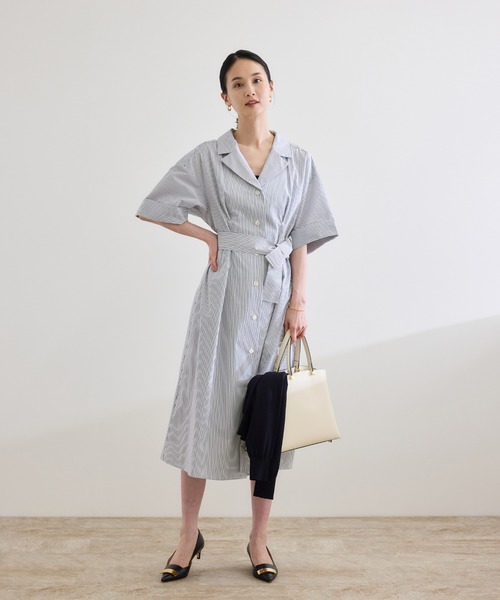 ROPE'（ロペ）の「【洗える】シャツワンピース（無地・ストライプ）（シャツワンピース・レディース・ホワイト系その他/ネイビー・FREE）」の16枚目の写真