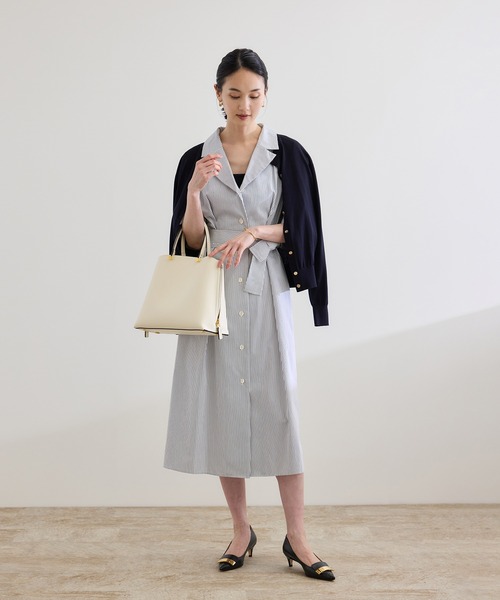 ROPE'（ロペ）の「【洗える】シャツワンピース（無地・ストライプ）（シャツワンピース・レディース・ホワイト系その他/ネイビー・FREE）」の18枚目の写真