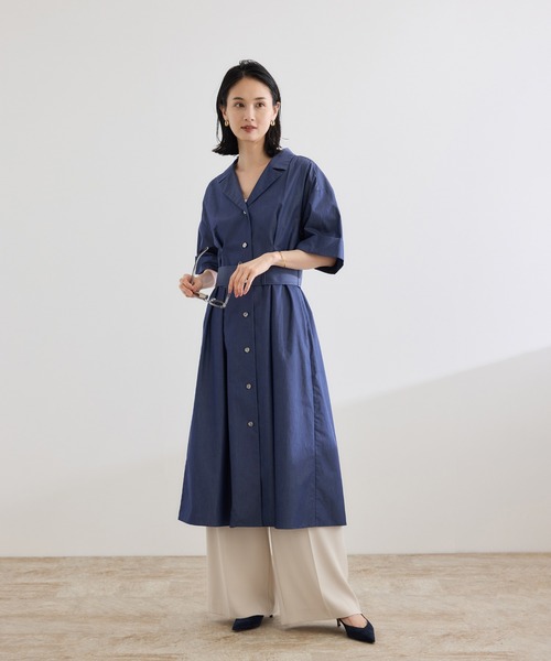 ROPE'（ロペ）の「【洗える】シャツワンピース（無地・ストライプ）（シャツワンピース・レディース・ホワイト系その他/ネイビー・FREE）」の21枚目の写真