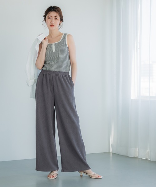 coca(coca)(コカ)の「EASYTECH ジェリースウェットワイドパンツ(スウェットパンツ・レディース・アイボリー/チャコール・S/M/L)」の10枚目の写真