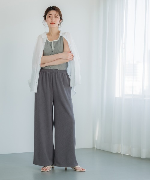 coca(coca)(コカ)の「EASYTECH ジェリースウェットワイドパンツ(スウェットパンツ・レディース・アイボリー/チャコール・S/M/L)」の13枚目の写真
