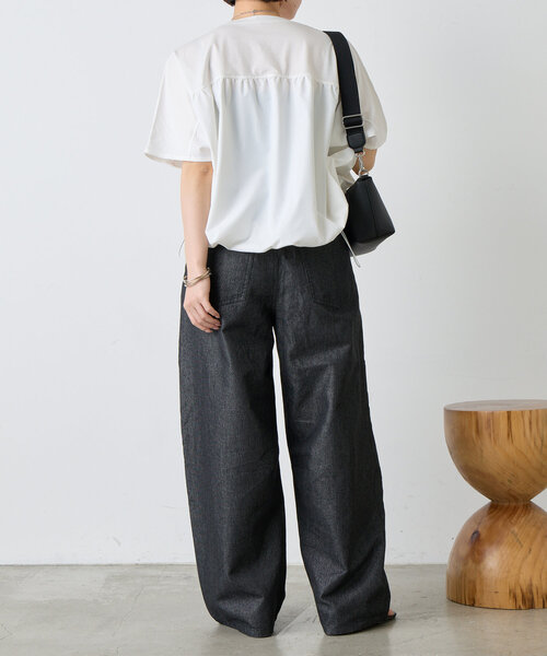 Jena espace merveilleux（ジェナ　エスパスメルヴェイユ）の「フハク切替シルケットカットソー（Tシャツ/カットソー・レディース・ライトグレー/チャコールグレー/オフホワイト・FREE）」の7枚目の写真