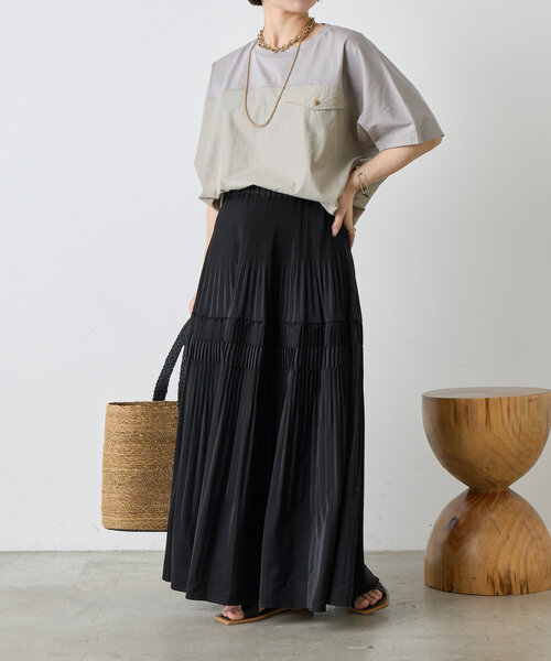 Jena espace merveilleux（ジェナ　エスパスメルヴェイユ）の「フハク切替シルケットカットソー（Tシャツ/カットソー・レディース・ライトグレー/チャコールグレー/オフホワイト・FREE）」の13枚目の写真