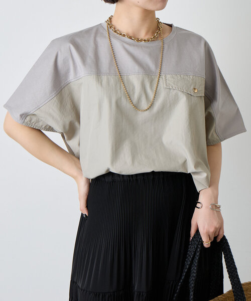 Jena espace merveilleux（ジェナ　エスパスメルヴェイユ）の「フハク切替シルケットカットソー（Tシャツ/カットソー・レディース・ライトグレー/チャコールグレー/オフホワイト・FREE）」の18枚目の写真