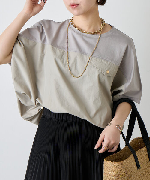 Jena espace merveilleux（ジェナ　エスパスメルヴェイユ）の「フハク切替シルケットカットソー（Tシャツ/カットソー・レディース・ライトグレー/チャコールグレー/オフホワイト・FREE）」の19枚目の写真