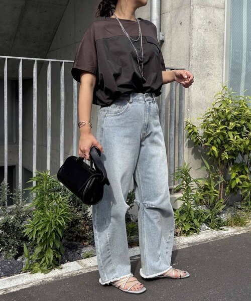 Jena espace merveilleux（ジェナ　エスパスメルヴェイユ）の「フハク切替シルケットカットソー（Tシャツ/カットソー・レディース・ライトグレー/チャコールグレー/オフホワイト・FREE）」の22枚目の写真