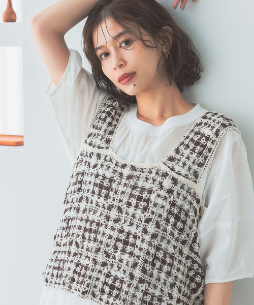 studio CLIP（スタディオクリップ）の「クロシェレースビスチェ（ベスト・レディース・その他1/ブラック/ナチュラル/その他2/その他3/ブラウン・FREE）」の5枚目の写真