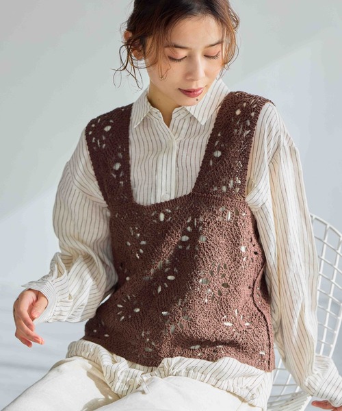 studio CLIP（スタディオクリップ）の「クロシェレースビスチェ（ベスト・レディース・その他1/ブラック/ナチュラル/その他2/その他3/ブラウン・FREE）」の2枚目の写真