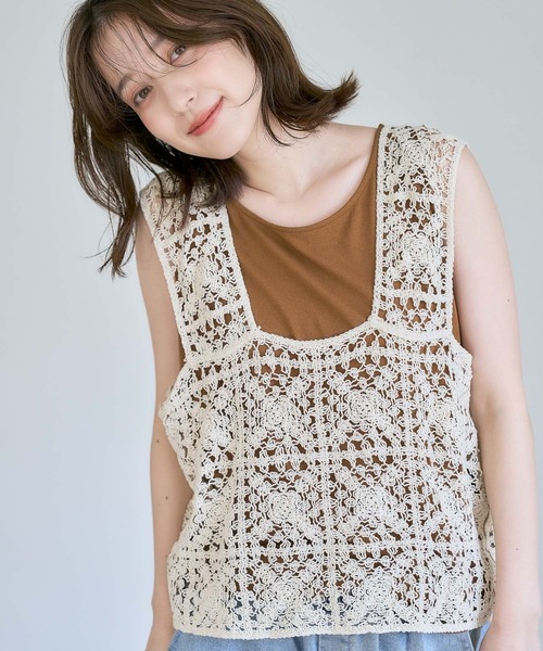 studio CLIP（スタディオクリップ）の「クロシェレースビスチェ（ベスト・レディース・その他1/ブラック/ナチュラル/その他2/その他3/ブラウン・FREE）」の14枚目の写真