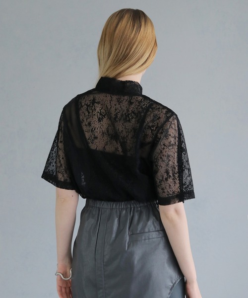 &g'aime】カーブパネルメッシュトップス 'Curved Panel Mesh