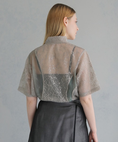 &g'aime(アンジェム)の「【&g'aime】カーブパネルメッシュトップス "Curved Panel Mesh Tops(シャツ/ブラウス・レディース・ブラック/グレイッシュベージュ・FREE)」の20枚目の写真