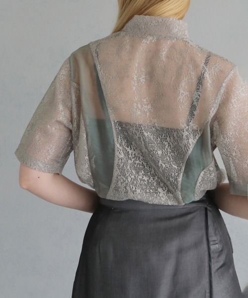 &g'aime(アンジェム)の「【&g'aime】カーブパネルメッシュトップス "Curved Panel Mesh Tops(シャツ/ブラウス・レディース・ブラック/グレイッシュベージュ・FREE)」の21枚目の写真