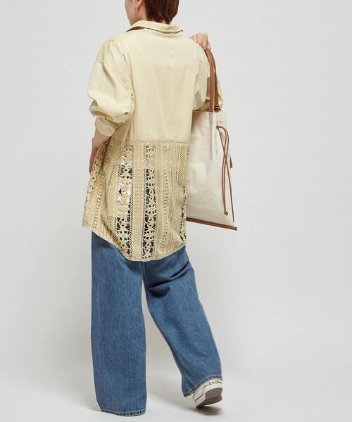 CONVERSE TOKYO(コンバーストウキョウ)の「【STAR★LACE】ACID WASHING LACE DOCKING OVER SHIRT(シャツ/ブラウス・レディース・イエロー/ブラック/サックスブルー・FREE)」の8枚目の写真