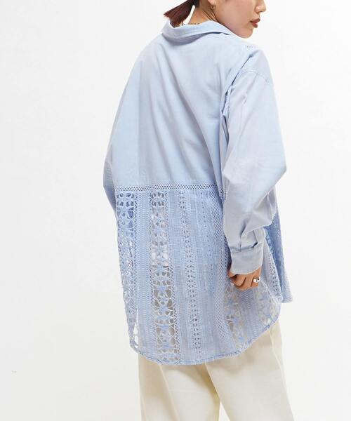 STAR☆LACE】ACID WASHING LACE DOCKING OVER SHIRT（シャツ