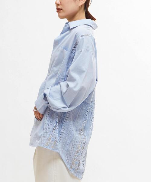 CONVERSE TOKYO(コンバーストウキョウ)の「【STAR★LACE】ACID WASHING LACE DOCKING OVER SHIRT(シャツ/ブラウス・レディース・イエロー/ブラック/サックスブルー・FREE)」の10枚目の写真