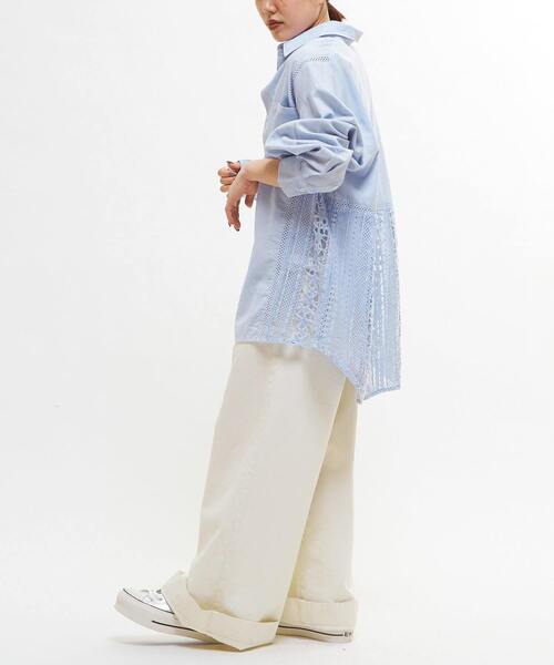 ブラウス シャツ ACID WASH STAR PATCH OVER SHIRT レディース メンズ ACID WASH STAR☆ PATCH OVER SHIRT｜CONVERSE TOKYO