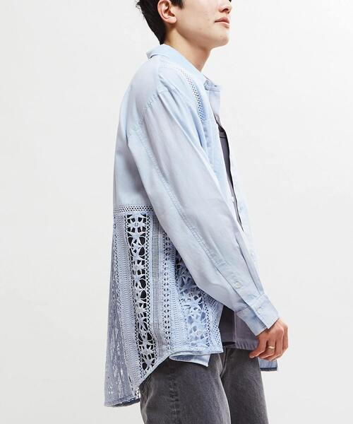 STAR☆LACE】ACID WASHING LACE DOCKING OVER SHIRT（シャツ