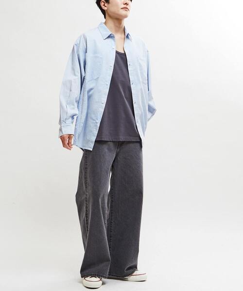 STAR☆LACE】ACID WASHING LACE DOCKING OVER SHIRT（シャツ
