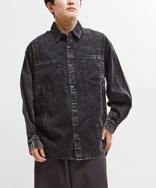 CONVERSE TOKYO(コンバーストウキョウ)の「【STAR★LACE】ACID WASHING LACE DOCKING OVER SHIRT(シャツ/ブラウス・レディース・イエロー/ブラック/サックスブルー・FREE)」の20枚目の写真