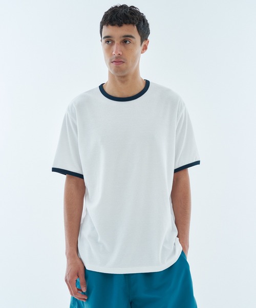 ESTNATION（エストネーション）の「ESTNATION / パイルリンガーTシャツ（Tシャツ/カットソー・メンズ・ホワイト/オレンジ/ブルー・MEDIUM/LARGE）」の4枚目の写真