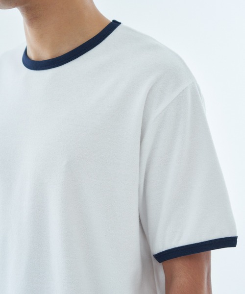 ESTNATION（エストネーション）の「ESTNATION / パイルリンガーTシャツ（Tシャツ/カットソー・メンズ・ホワイト/オレンジ/ブルー・MEDIUM/LARGE）」の5枚目の写真